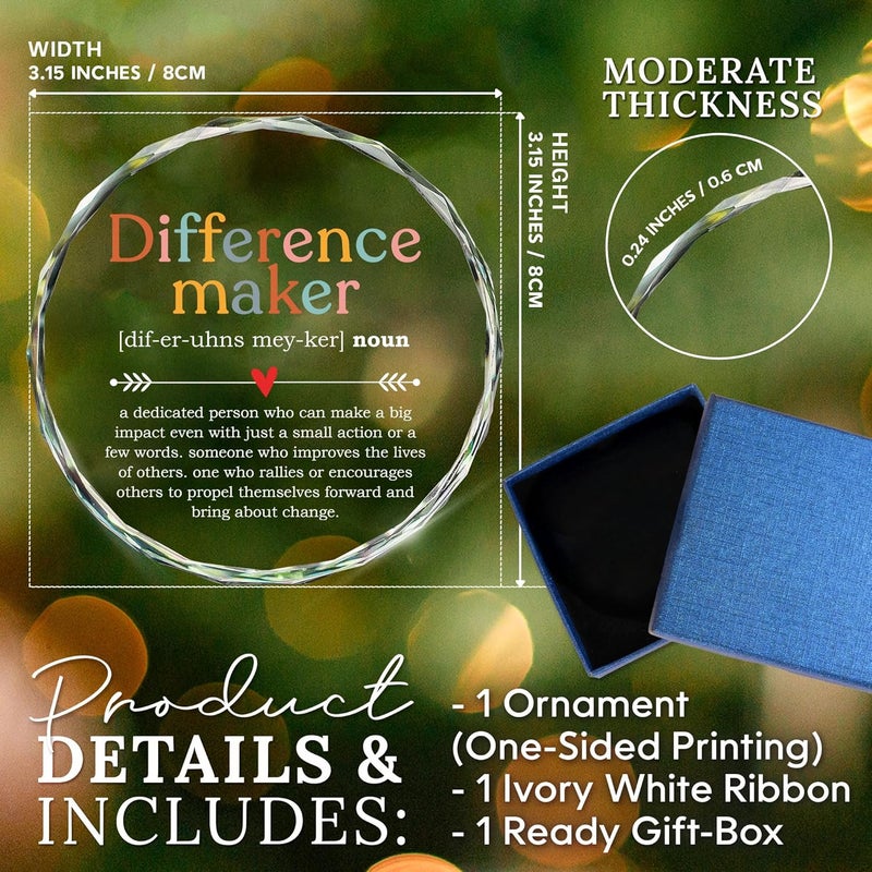 HEXMOZ Difference Maker - Appreciation for Women - Coworker Appreciation - Thank You Gifts, Inspiration Gifts for Women Boss Coworker Manager Teacher Nurse Mom Friend - Glass Christmas Ornament - Image 2